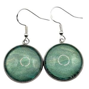 Green Round Dangle Earrings